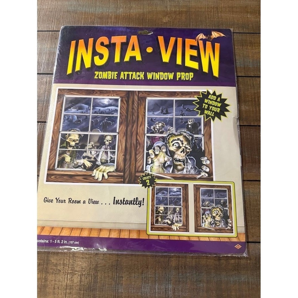 Beistle Insta-View Zombie Attack Window Prop Halloween Decor 00918 2 Pack 62in